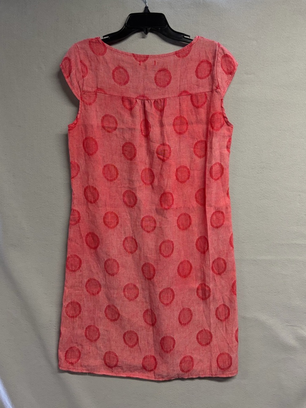 Lina Tomei Linen Blend Red Polka Dot Shift Dress Medium Made in Italy - Picture 2 of 5